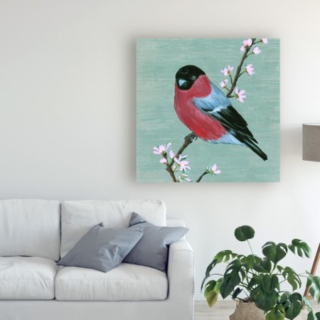 Trademark Fine Art Melissa Wang 'Bird & Blossoms I' Canvas Art, 18x18 WAG13266-C1818GG